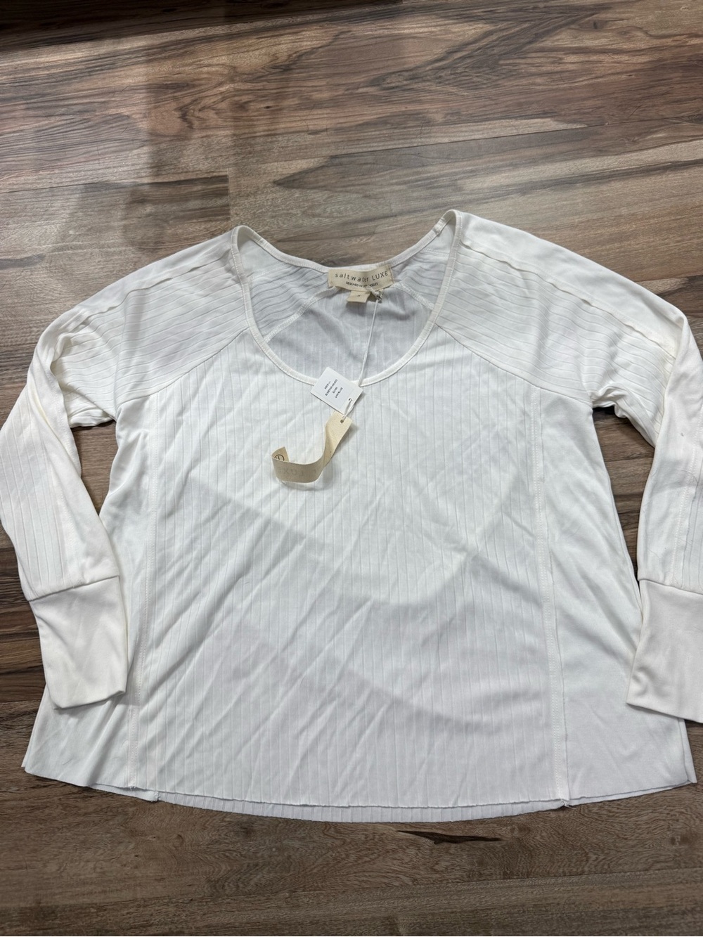 Saltwater Luxe Ribbed Long-Sleeve Scoop Neck Top